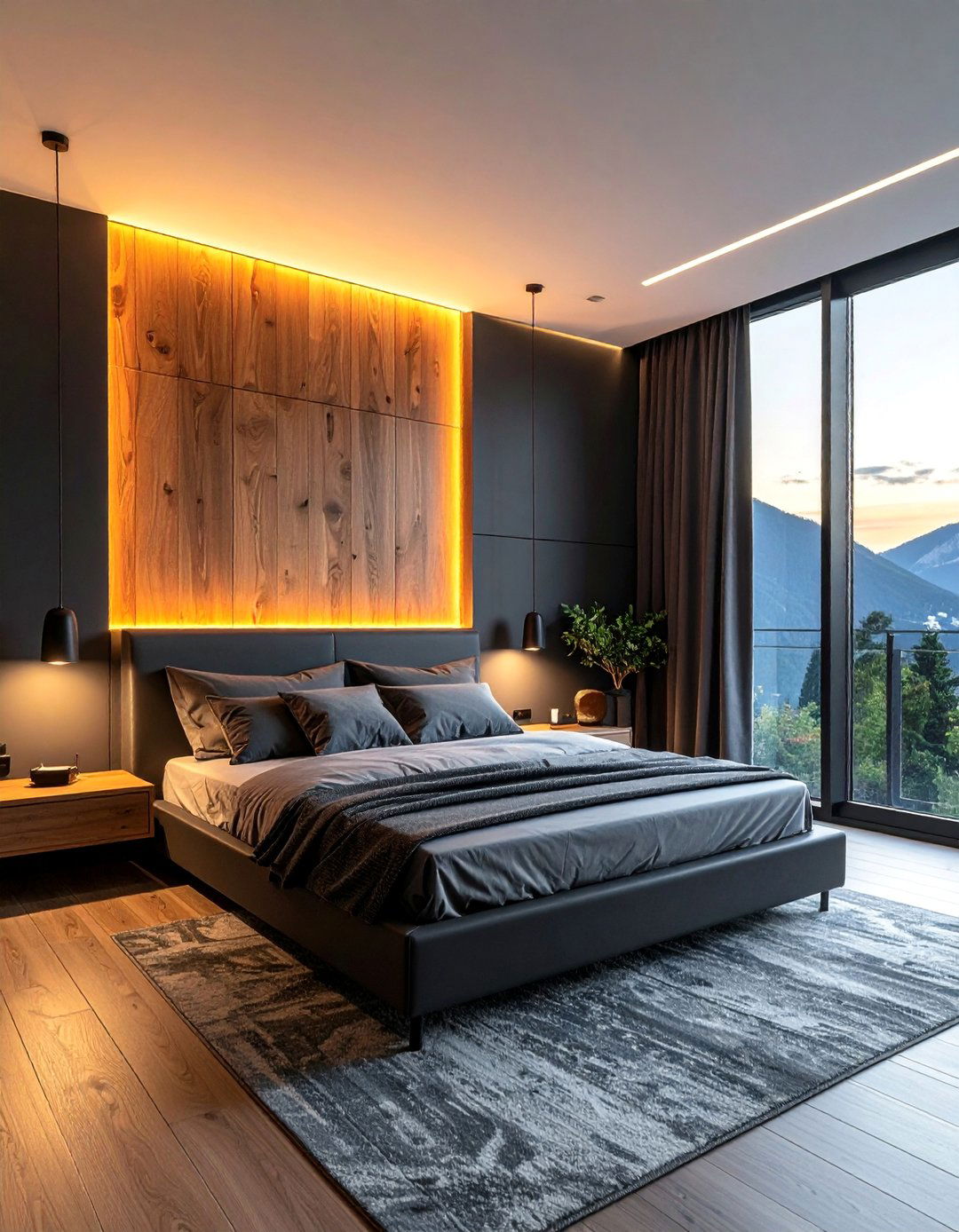Charcoal Bedroom with Integrated LED Lighting - 15 Charcoal Bedroom Ideas for a Sophisticated Retreat