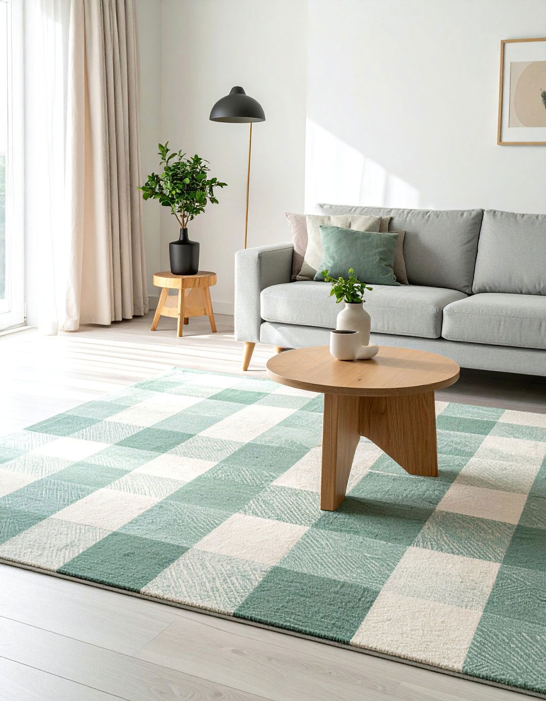 Checkered Pattern Pastel Rug - 25 Danish Pastel Room Ideas for a Soft, Minimalist Aesthetic