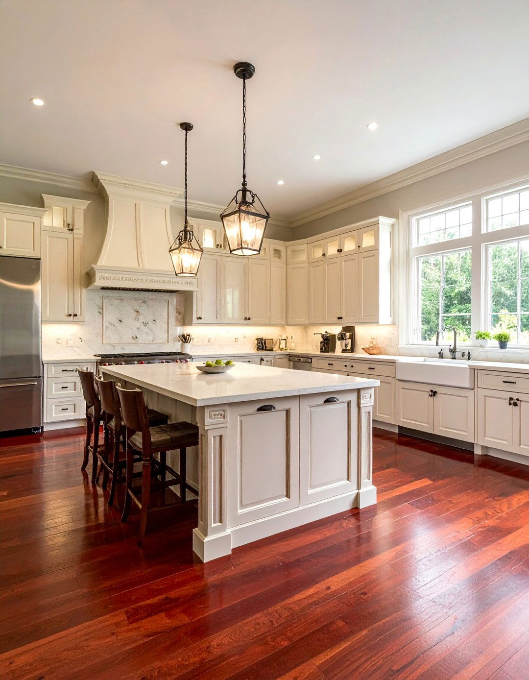 Cherry Wood Floors for a Warm Traditional Kitchen - 15 Kitchens With Wood Floors for a Warm and Inviting Look
