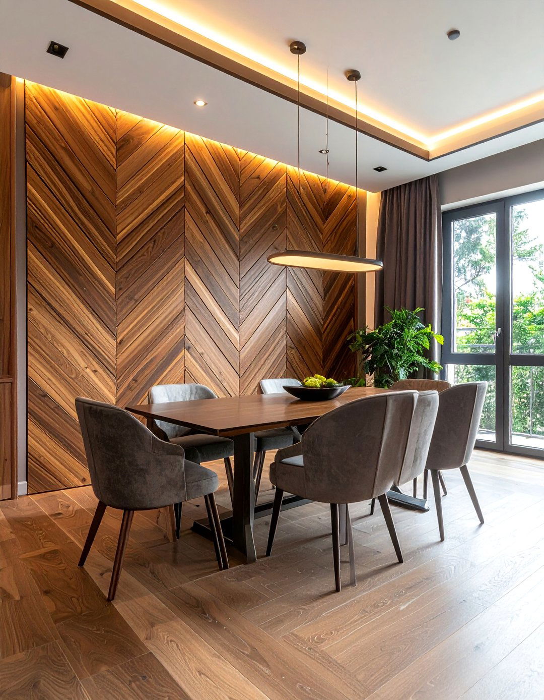 Chevron Pattern Wood Slat Accent Wall - 40 Wood Slat Accent Wall Ideas for Your Home