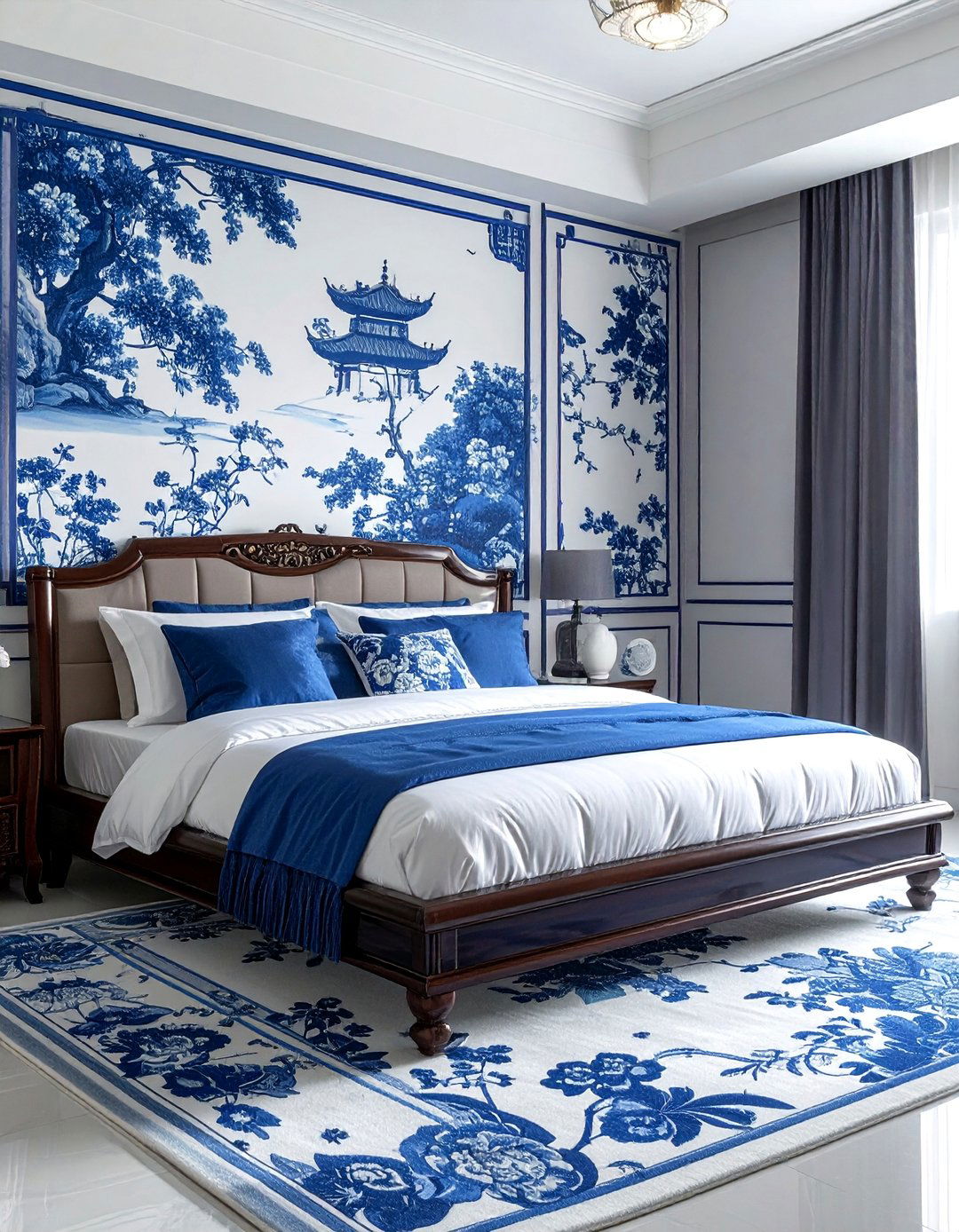 Chinoiserie Blue and White Bedroom - 25 Blue and White Bedroom Ideas for a Calm Retreat