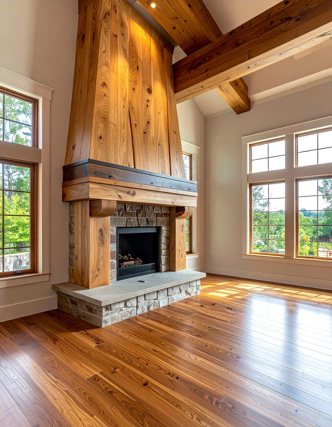 Chunky Oak Beam Mantels - 20 Wood Fireplace Mantel Ideas for a Cozy and Rustic Ambiance