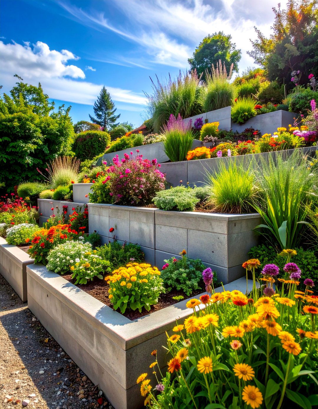 Cinder Block Terraced Gardens - 25 Budget-Friendly Raised Garden Bed Ideas for Your Backyard