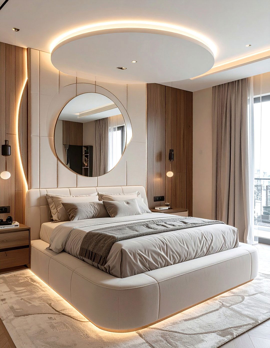 Circular Bedroom Mirror Focal Point - 20 Mirror on Ceiling Above Bed Ideas for a Luxurious Touch
