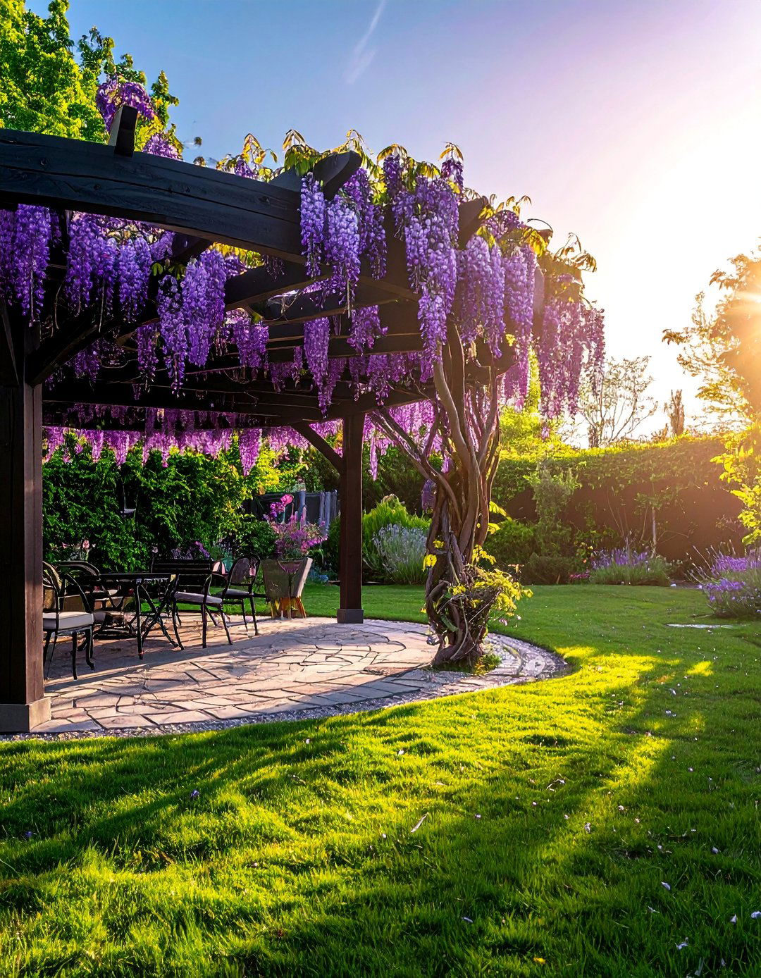 Circular Lawn Framed by a Pergola - 20 Circular Lawn Garden Designs for Unique Spaces