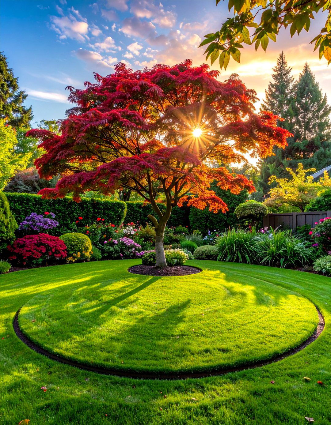 Circular Lawn with a Central Feature Tree - 20 Circular Lawn Garden Designs for Unique Spaces