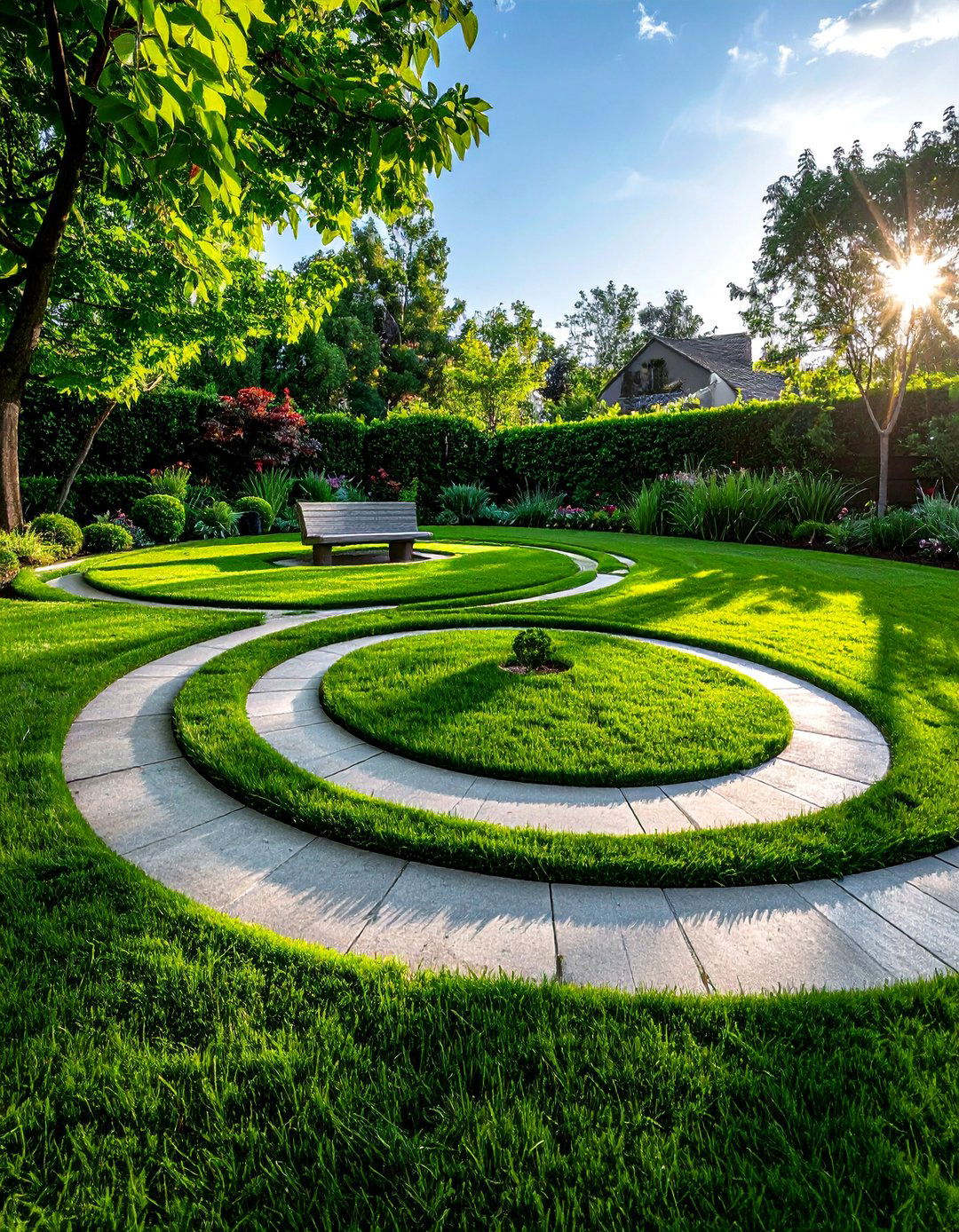 Circular Lawn with a Hidden Spiral Path - 20 Circular Lawn Garden Designs for Unique Spaces