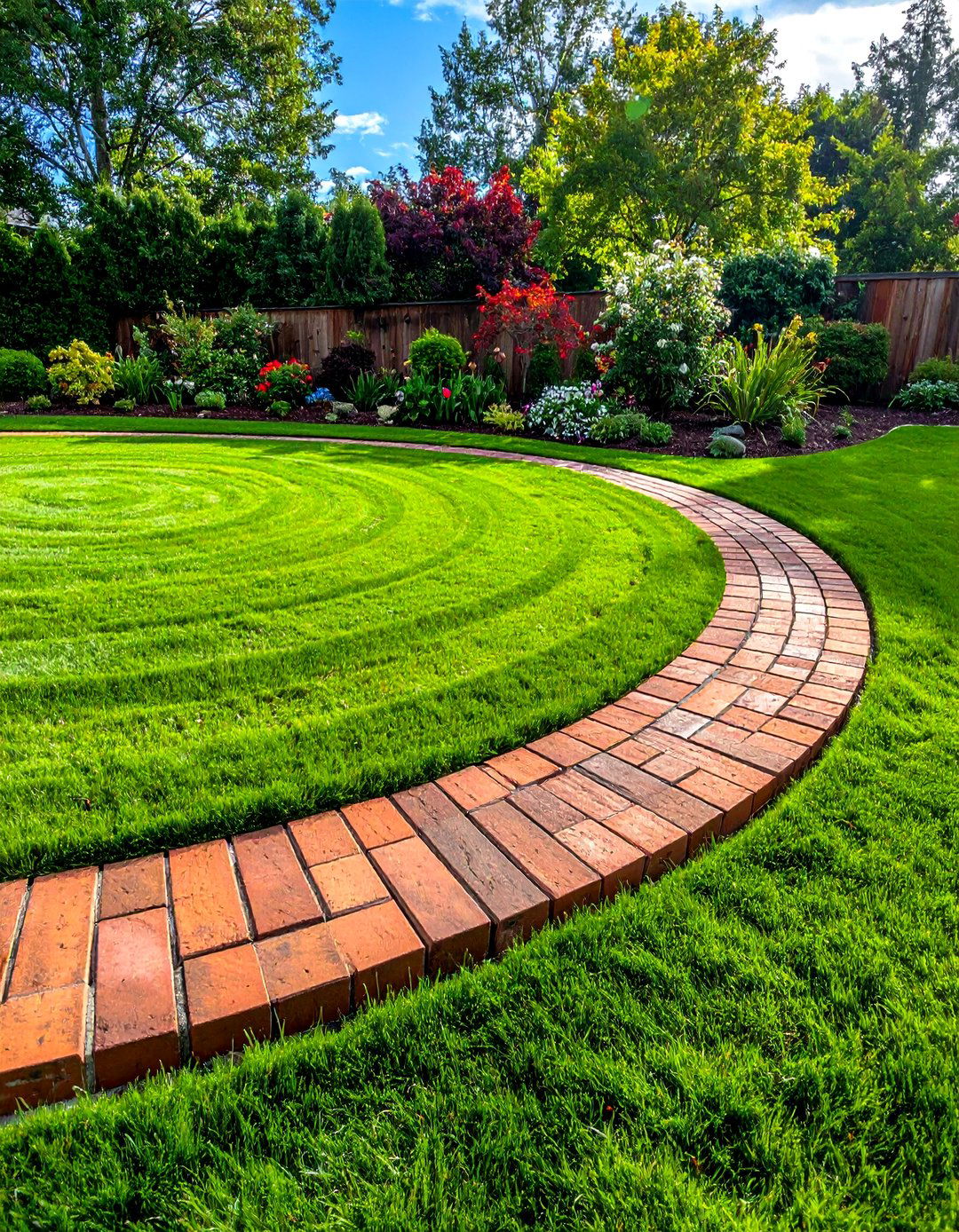 Circular Lawn with a Stone Paver Border - 20 Circular Lawn Garden Designs for Unique Spaces