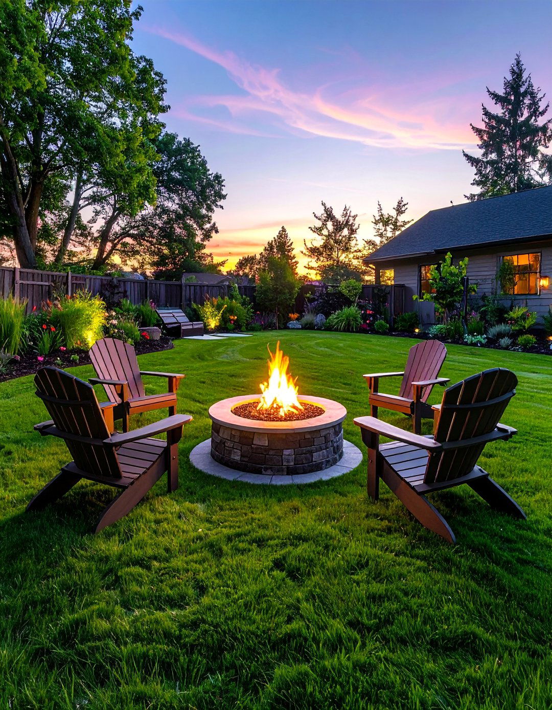 Circular Lawn with an Integrated Fire Pit - 20 Circular Lawn Garden Designs for Unique Spaces