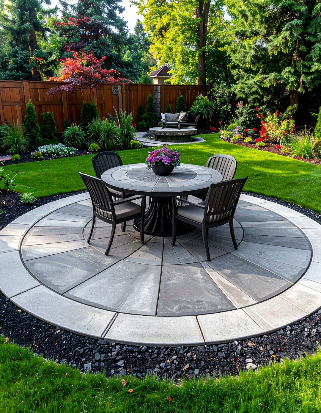 Circular Stamped Concrete Patio Design - 40 Stamped Concrete Patio Ideas for Stylish Outdoor Spaces