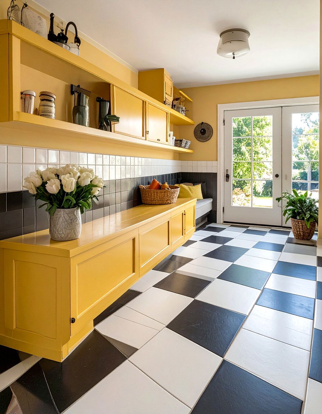 Classic Black and White Checkerboard - 15 Mudroom Tile Floor Ideas for Durability & Style