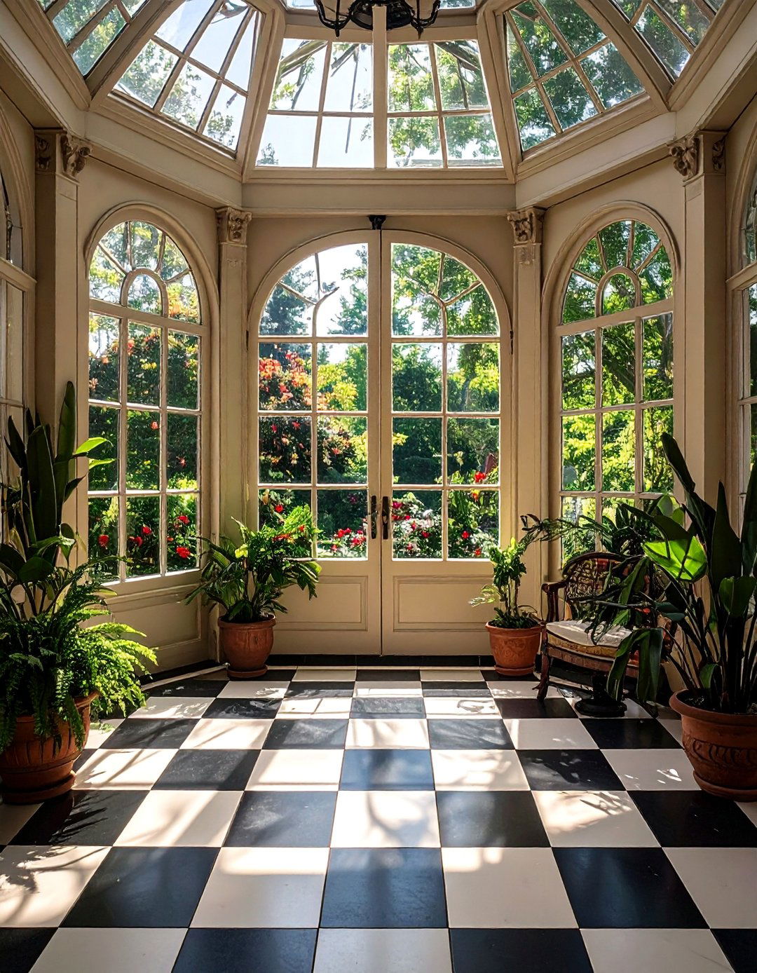 Classic Checkerboard Patterns - 15 Sunroom Tile Floor Ideas for a Bright and Cozy Space