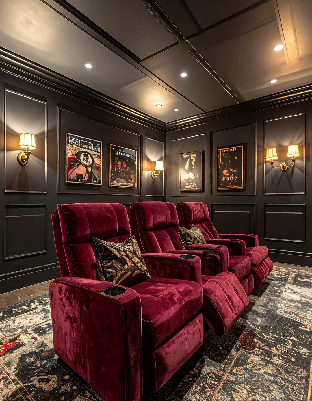 Classic Dark Cinema Theater - 25 Basement Home Theater Ideas for Movie Nights
