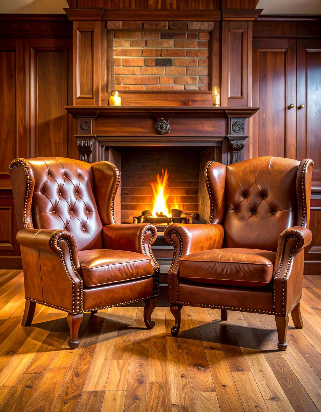 Classic English Library Chairs - 20 Cozy Chairs in Front of Fireplace Ideas for Your Home