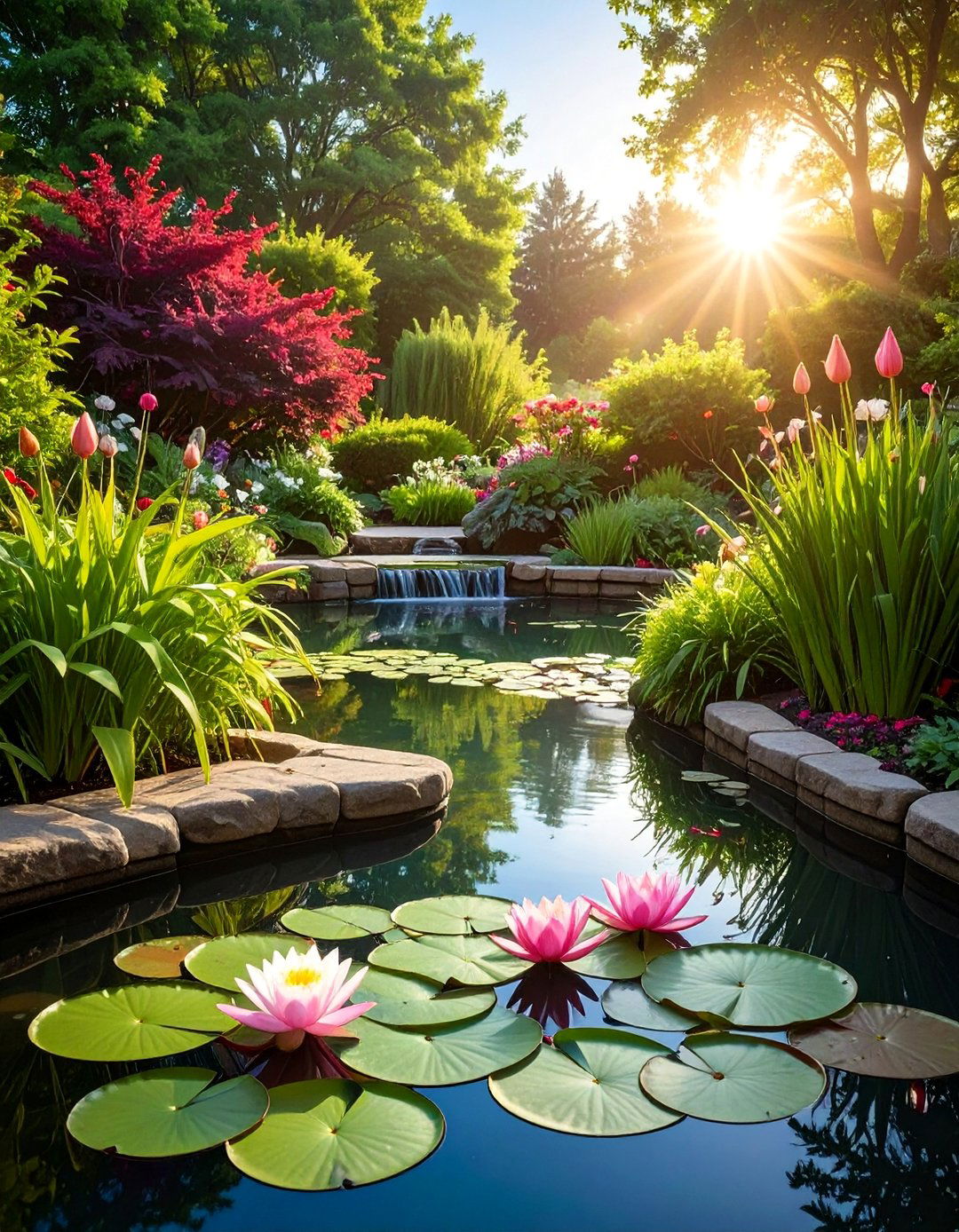 Classic Pond with Water Lilies - 15 Water Garden Ideas to Enhance Your Outdoor Space