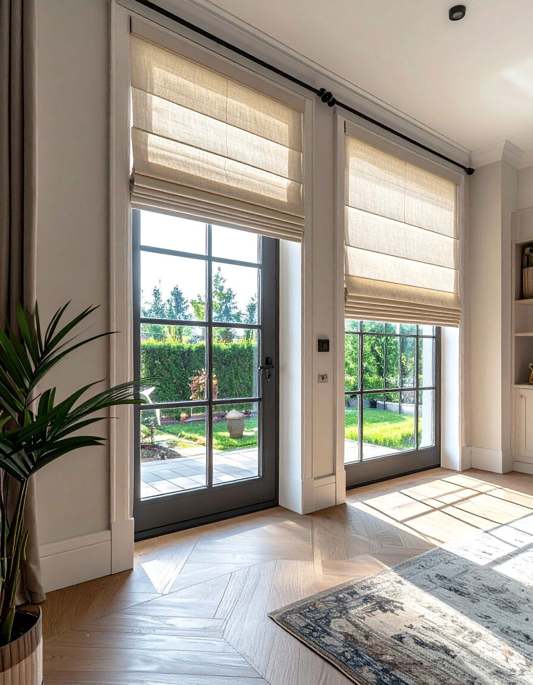 Classic Roman Shades - 20 Window Treatments for French Doors to Add Style