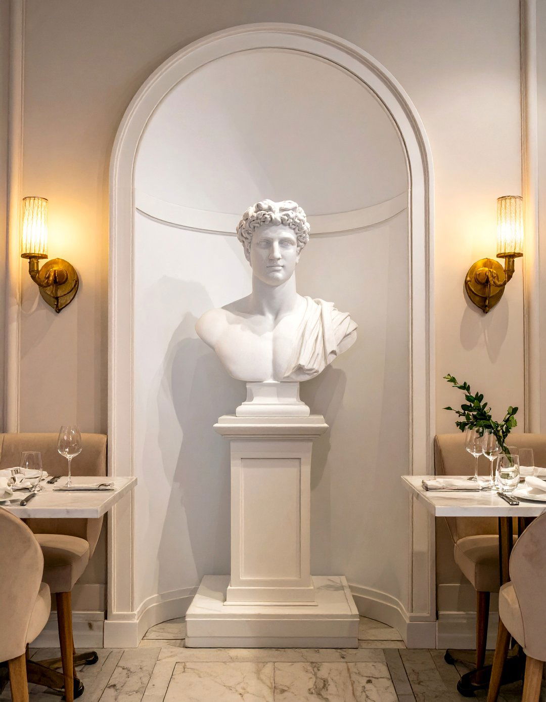 Classic Roman Statues or Busts - 20 Italian Restaurant Decor Ideas for an Authentic Ambiance
