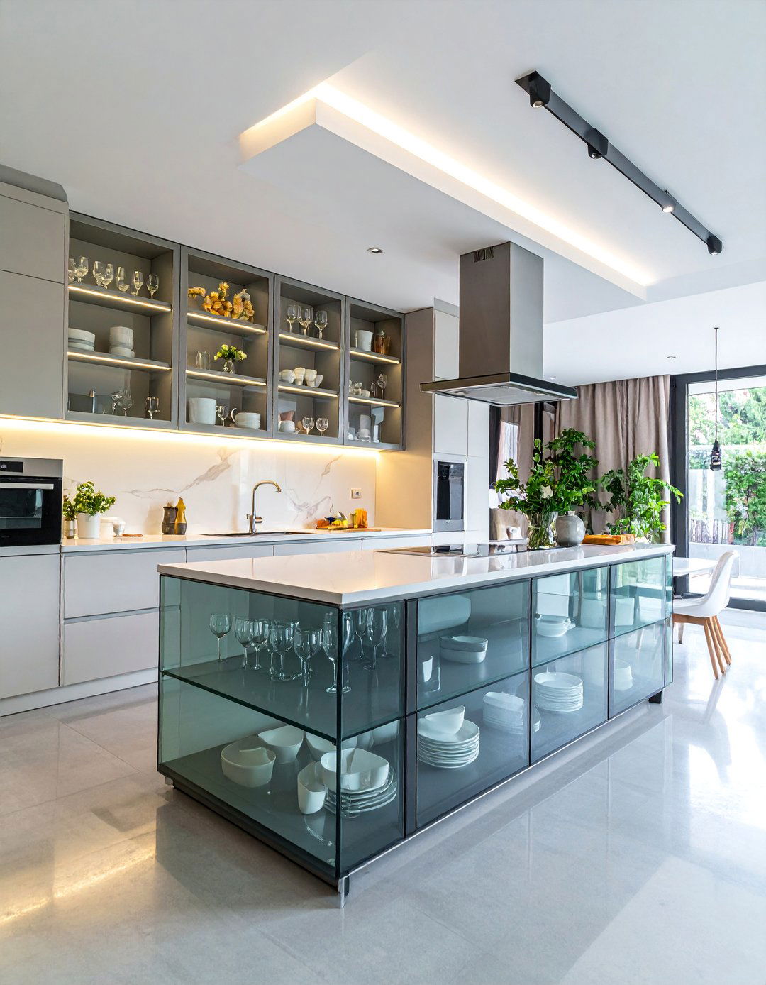 Clear Glass Kitchen Cabinets for an Open Display - 20 Modern Style Glass Kitchen Cabinets for a Sleek Look