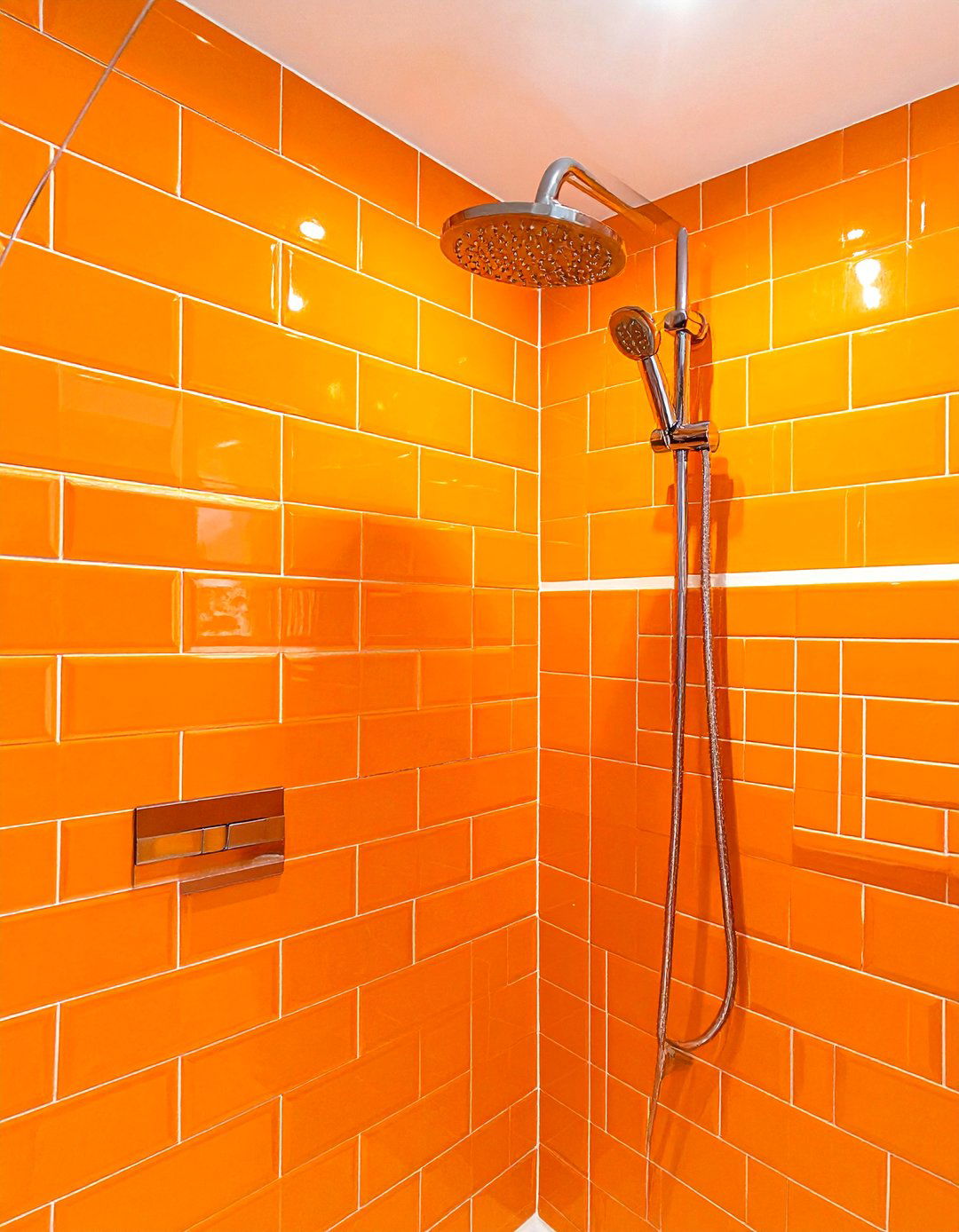 Clementine Orange Subway Tile Backsplash - 15 Orange Bathroom Ideas for a Vibrant Makeover