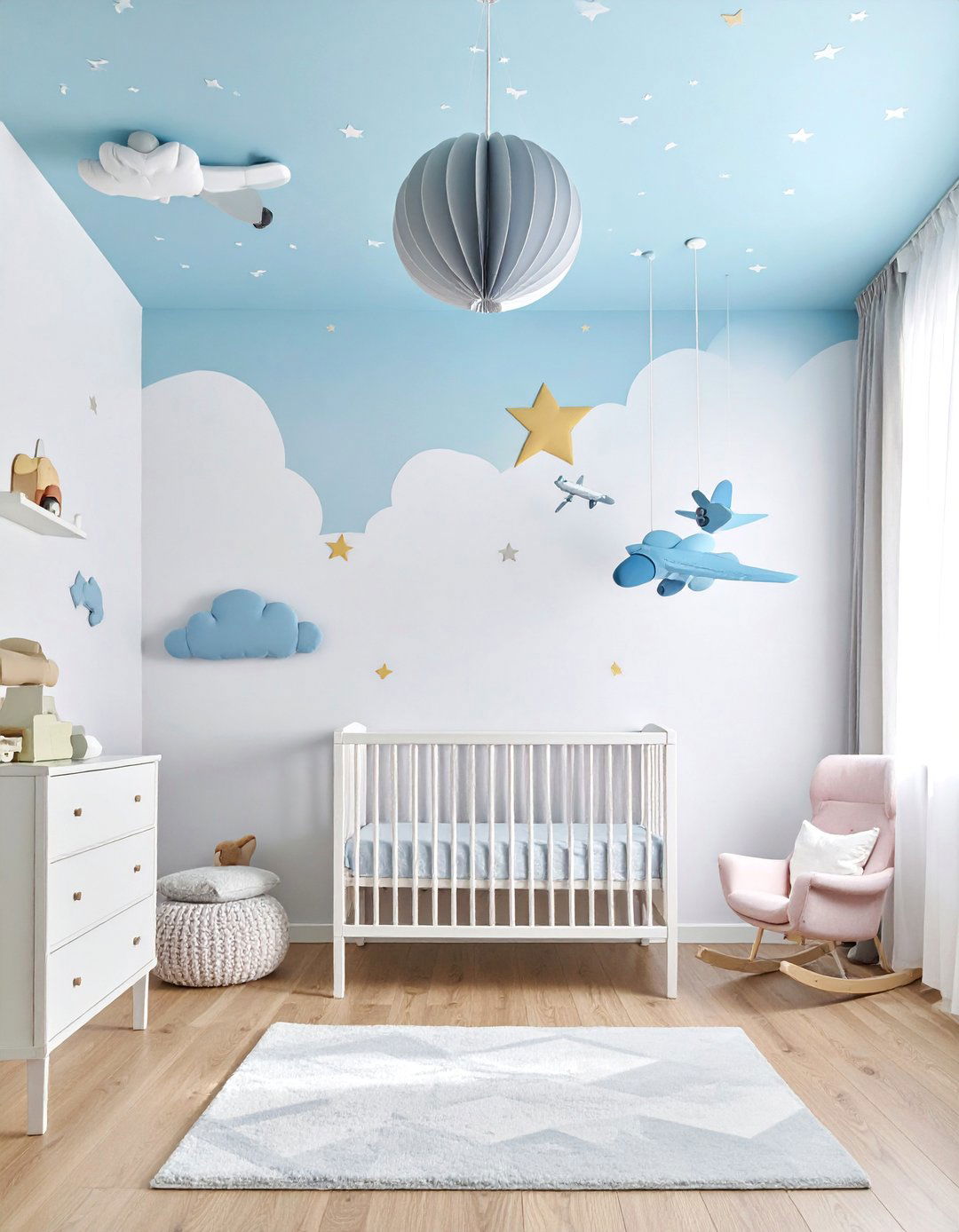 Cloud Castle Airplane Nursery - 20 Airplane Bedroom Decor Ideas for Kids' Rooms