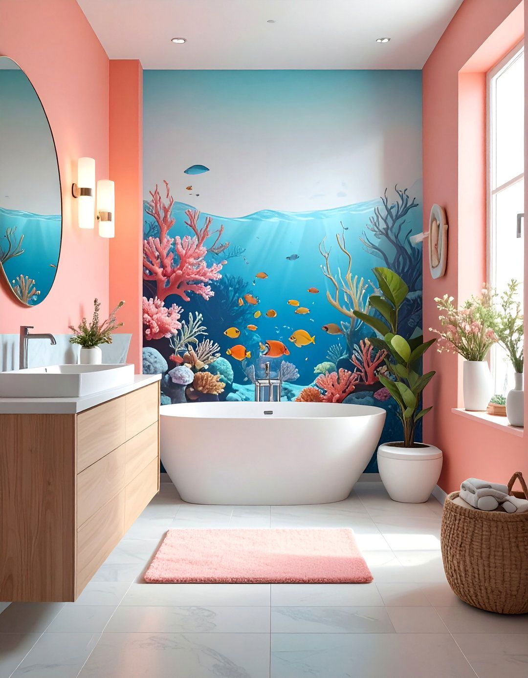 Coastal Coral Reef Bathroom Wallpaper - 30 Bathroom Wallpaper Ideas for a Stylish Update