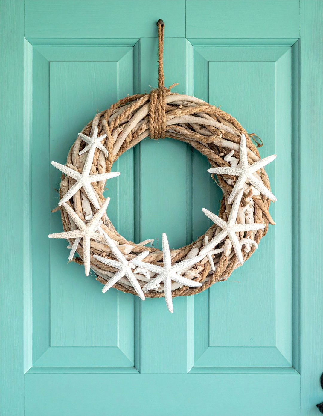 Coastal Decor with Starfish and Rope Accents - 15 Summer Front Door Decor Ideas for a Welcoming Entry