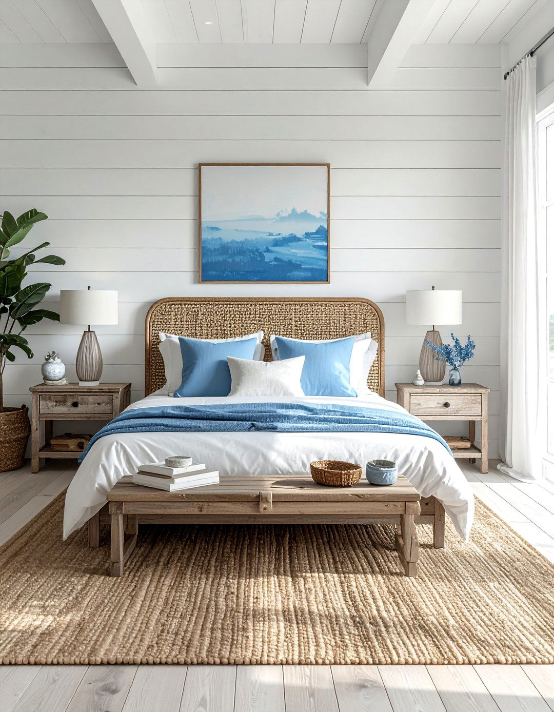 Coastal Inspired Blue and White Bedroom - 25 Blue and White Bedroom Ideas for a Calm Retreat
