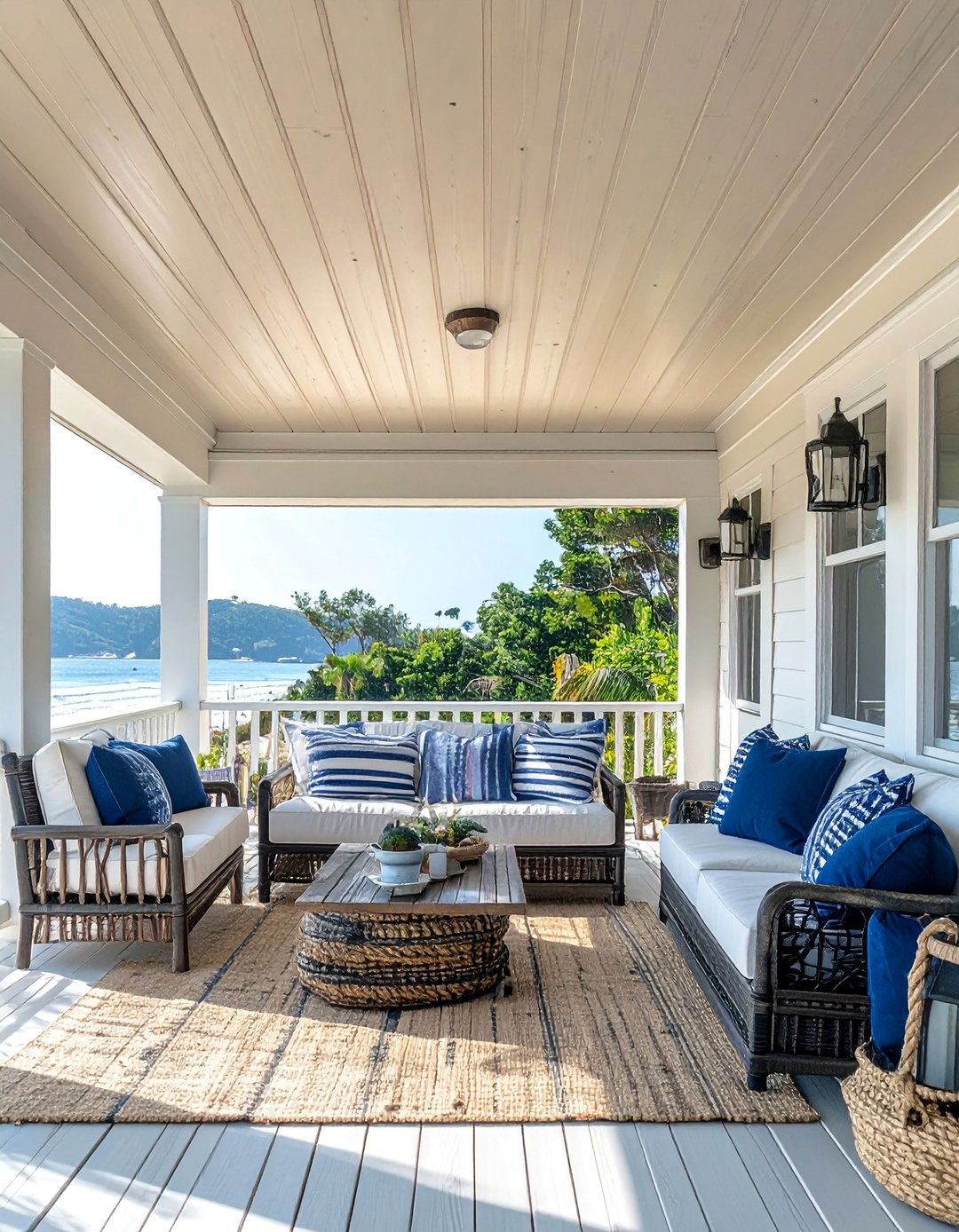 Coastal Inspired Light Oak Vinyl Porch Ceiling - 20 Vinyl Porch Ceiling Ideas to Elevate Your Outdoor Space