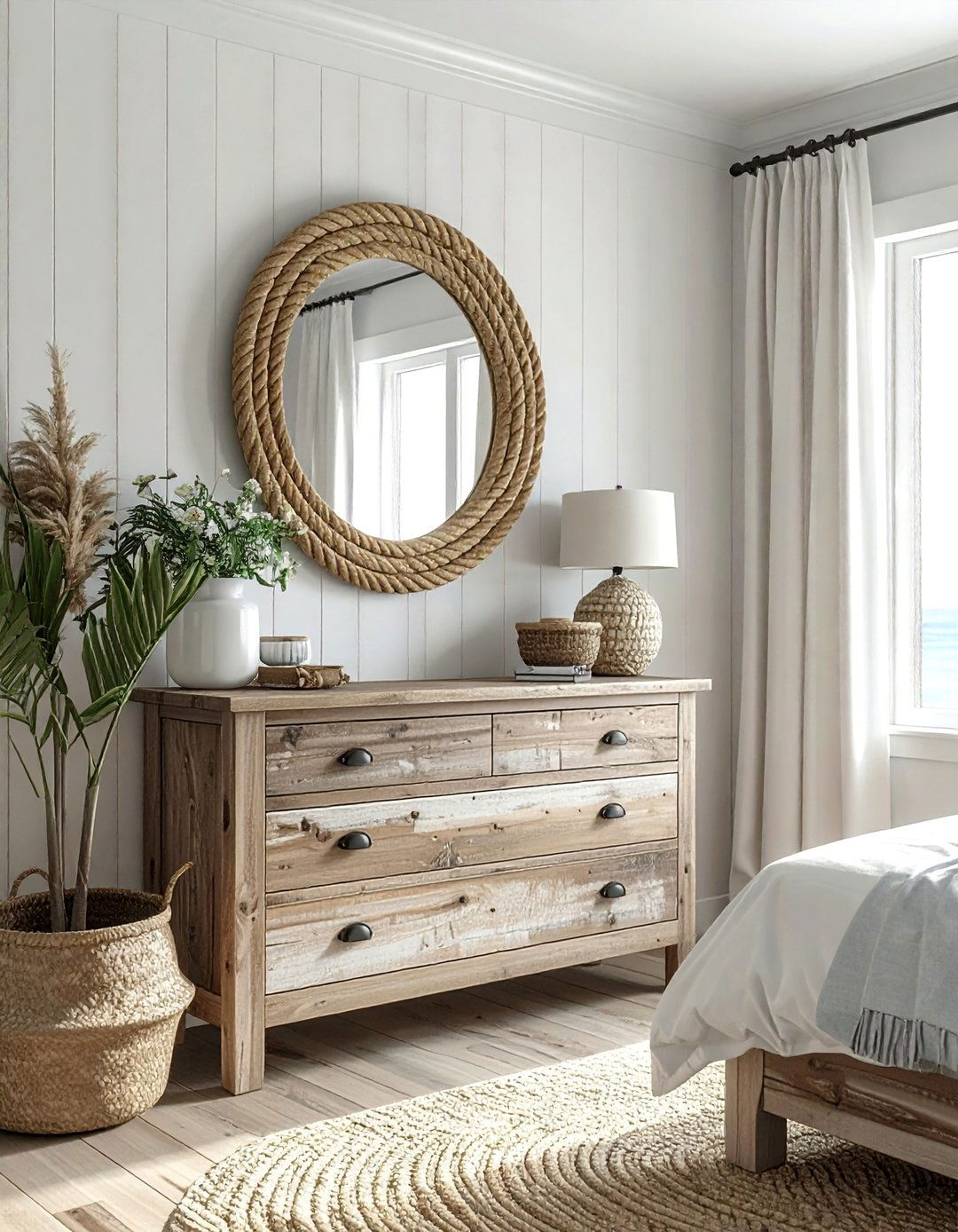 Coastal Rope Mirror Style - 20 Mirror Over Dresser Ideas to Elevate Your Bedroom
