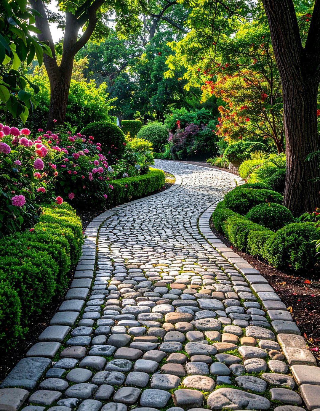 Cobblestone Curved Walkways - 25 Curved Walkway Ideas for a Unique Outdoor Space