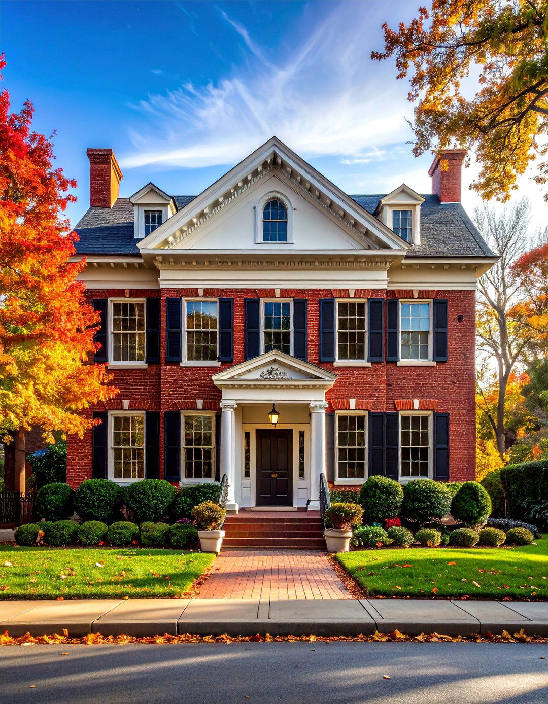 Colonial Revival Exterior with Symmetrical Grandeur - 20 Aesthetic House Exterior Ideas to Boost Curb Appeal