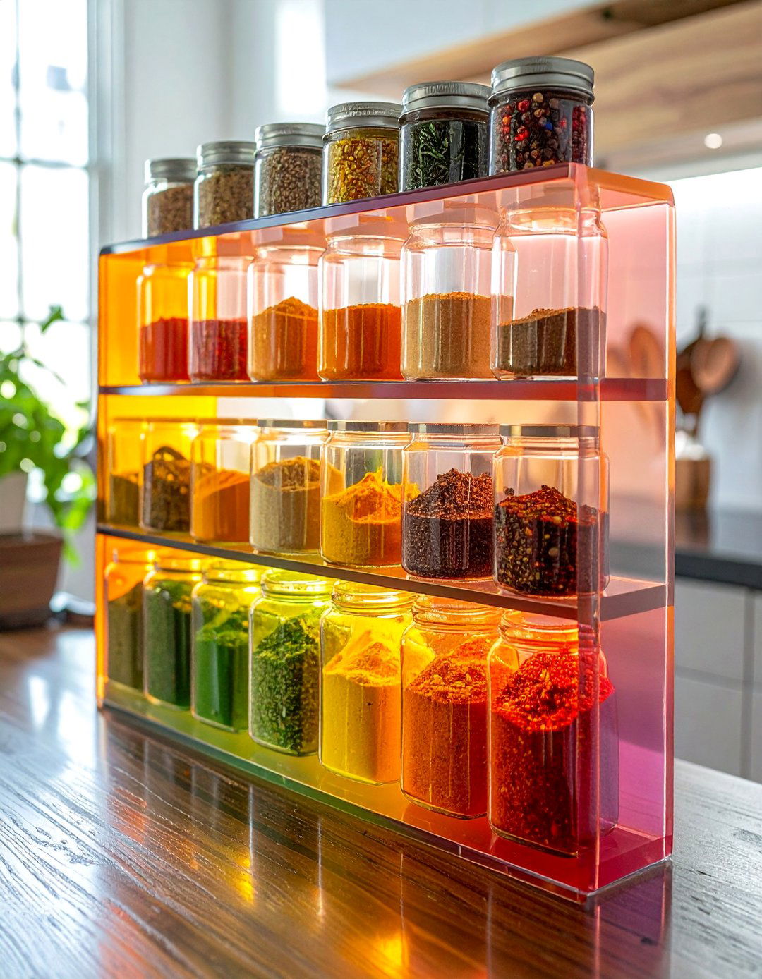 Color Coded Spice Rack Display - 40 Creative Spice Rack Ideas for Organized Kitchens