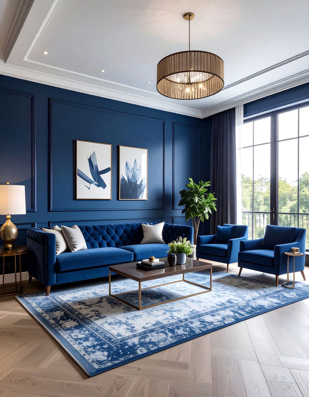 Color Drenched Environments - 25 High Ceiling Living Room Ideas to Maximize Your Space