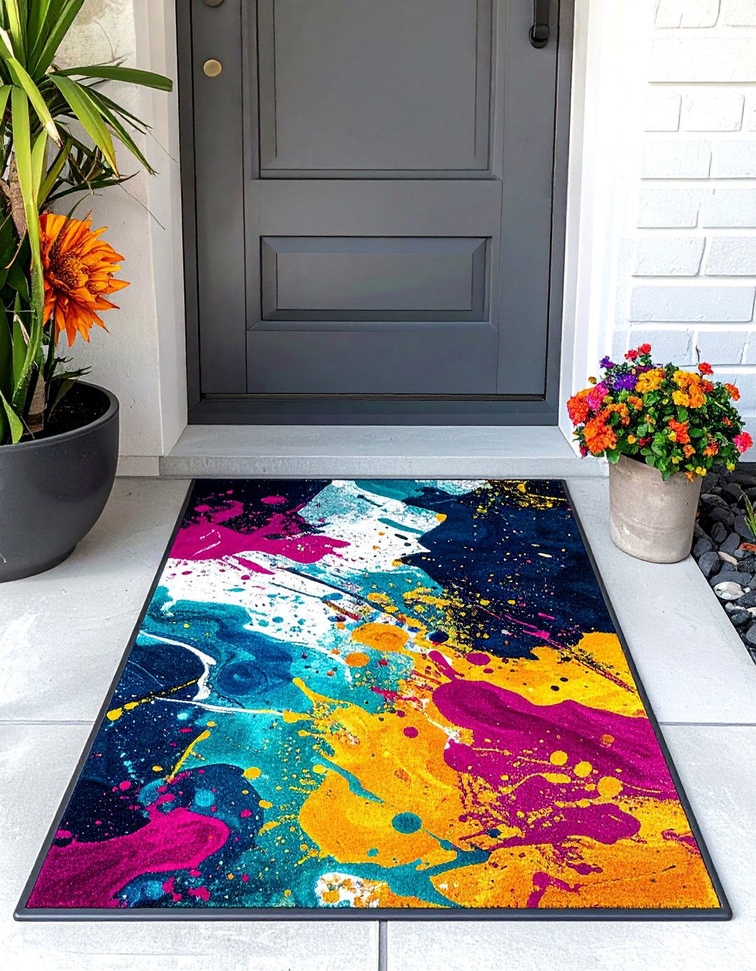 Colorful Abstract Art Front Door Mat - 15 Front Door Mat Ideas to Welcome Guests in Style