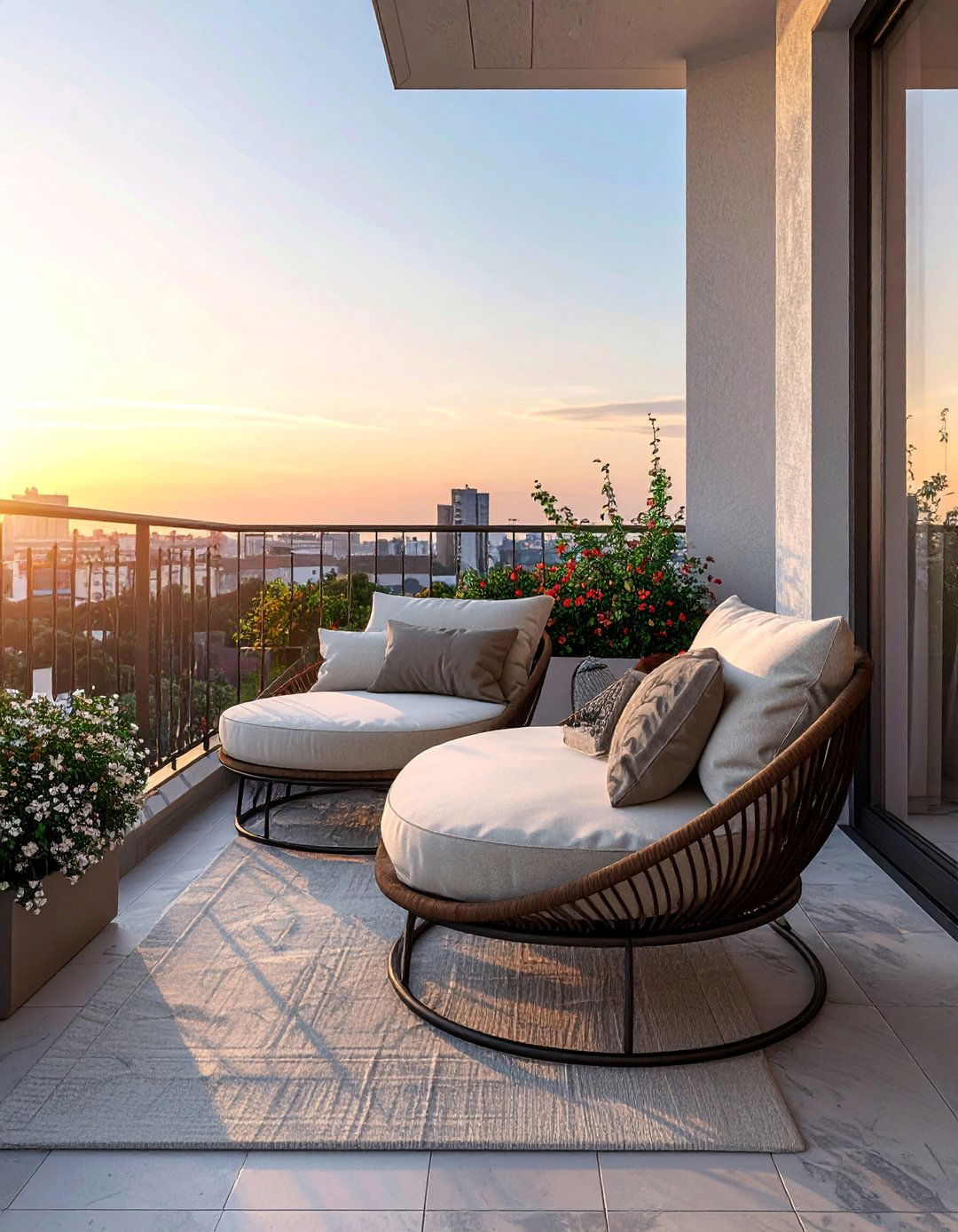 Compact Loveseat Arrangements - 25 Balcony Seating Ideas for Small Outdoor Spaces