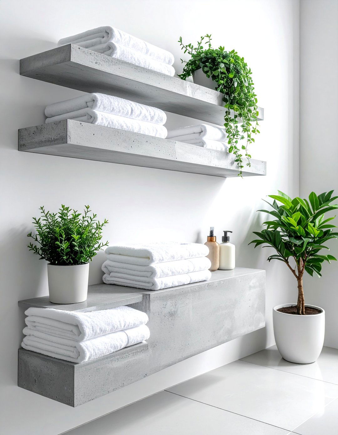 Concrete Bathroom Open Shelving - 30 Concrete Bathroom Ideas for a Modern Look