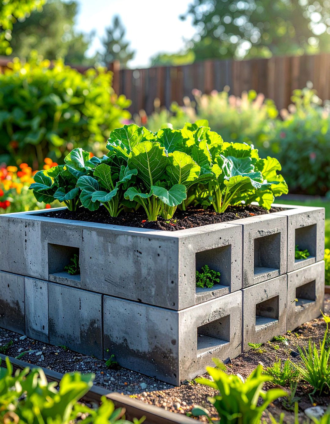 Concrete Block Stacking Systems - 25 Budget-Friendly Raised Garden Bed Ideas for Your Backyard