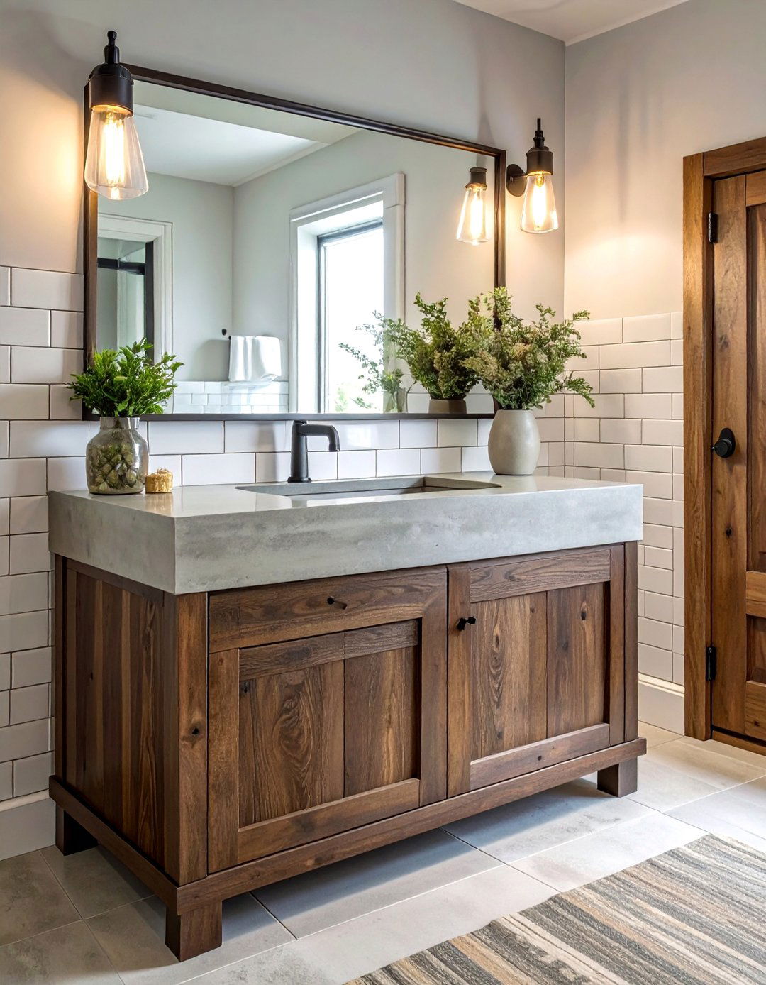Concrete Countertop Rustic Bathroom Vanity - 15 Rustic Bathroom Vanity Ideas for a Charming Retreat