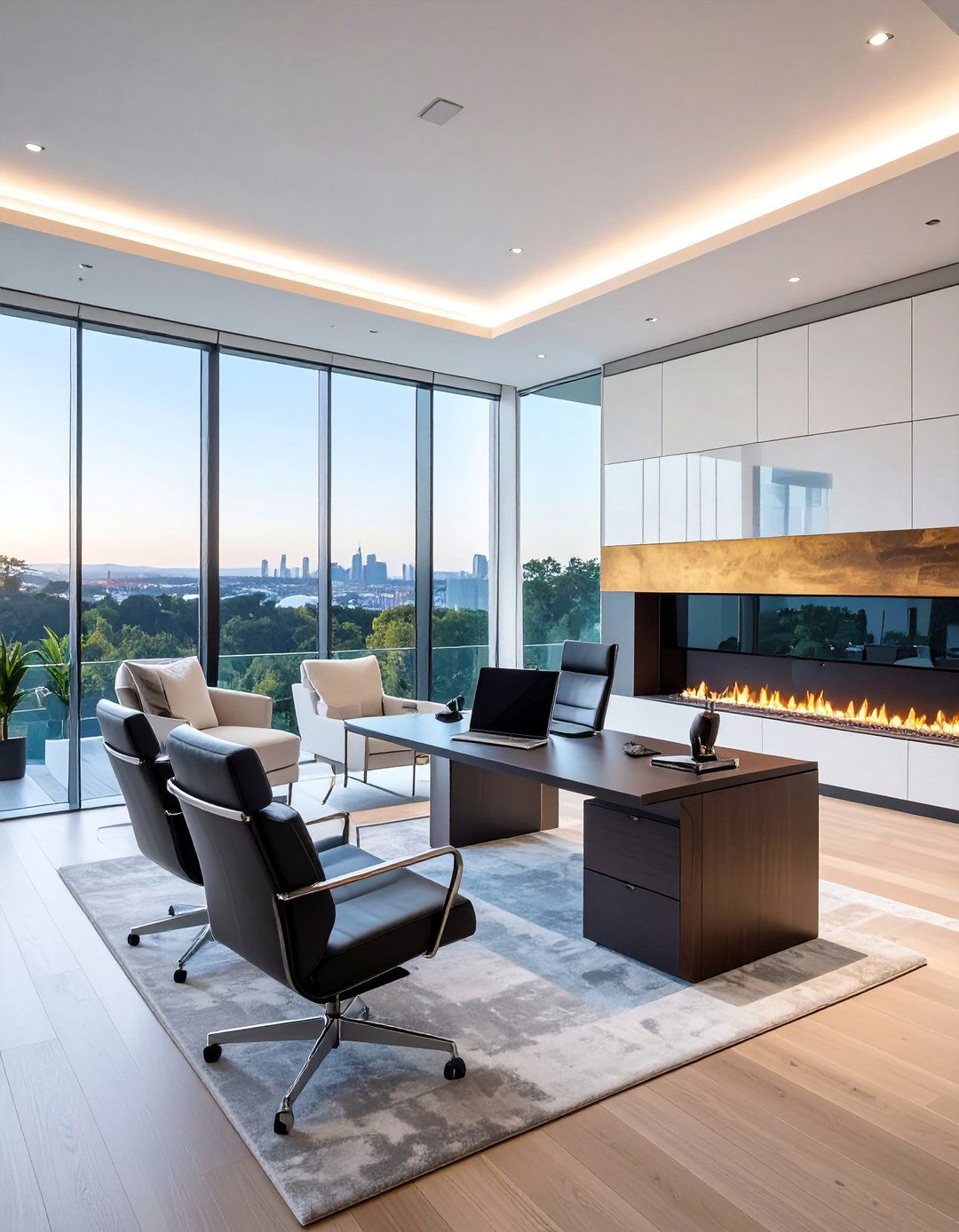 Contemporary Double Sided Fireplace - 15 Home Offices With Fireplaces for Cozy Workspaces