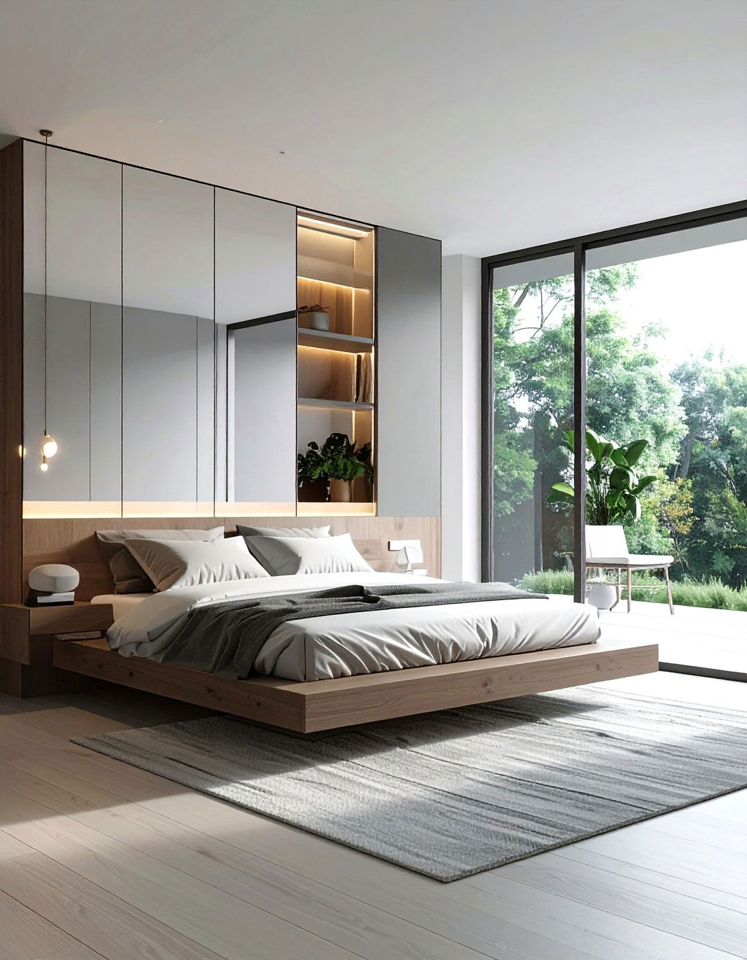 Contemporary Floating Bedroom Mirror Panels - 20 Mirror on Ceiling Above Bed Ideas for a Luxurious Touch