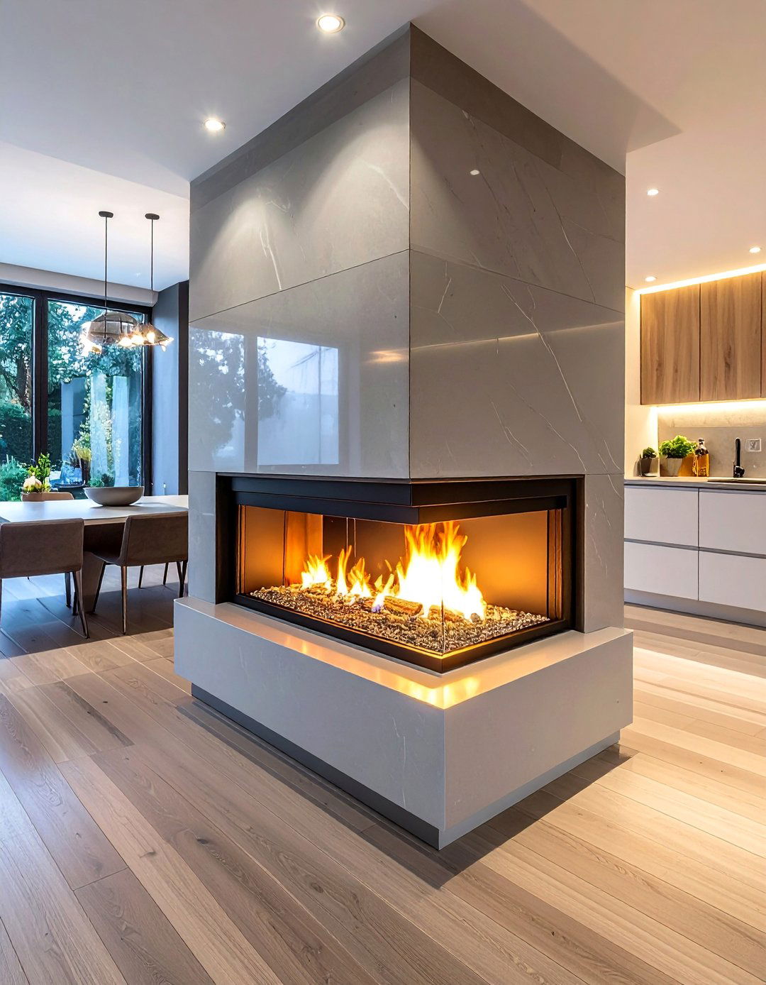 Contemporary Gas Kitchen Fireplaces - 25 Kitchens With Fireplaces for Cozy Cooking Spaces