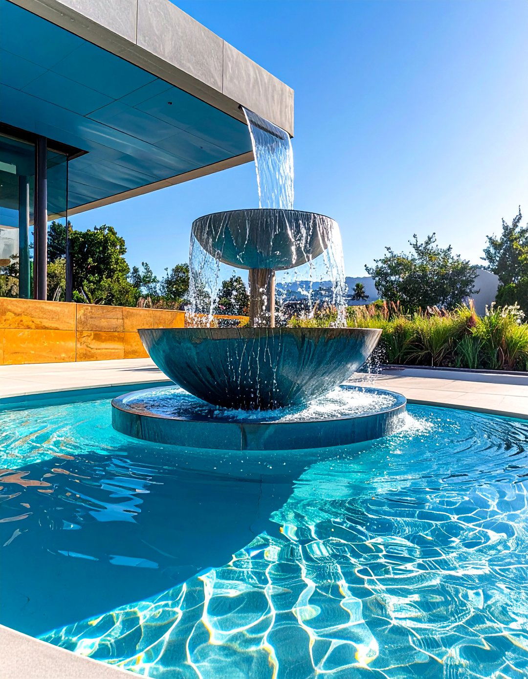 Contemporary Water Bowls - 15 Pool Fountain Ideas for a Luxurious Backyard Oasis