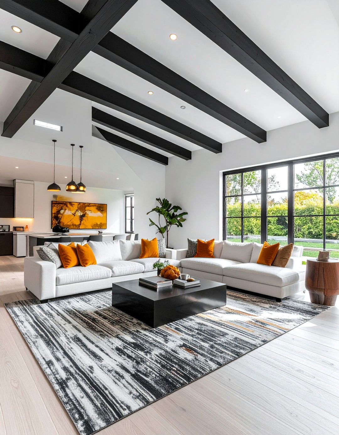 Contrasting Black Vaulted Ceiling Beams