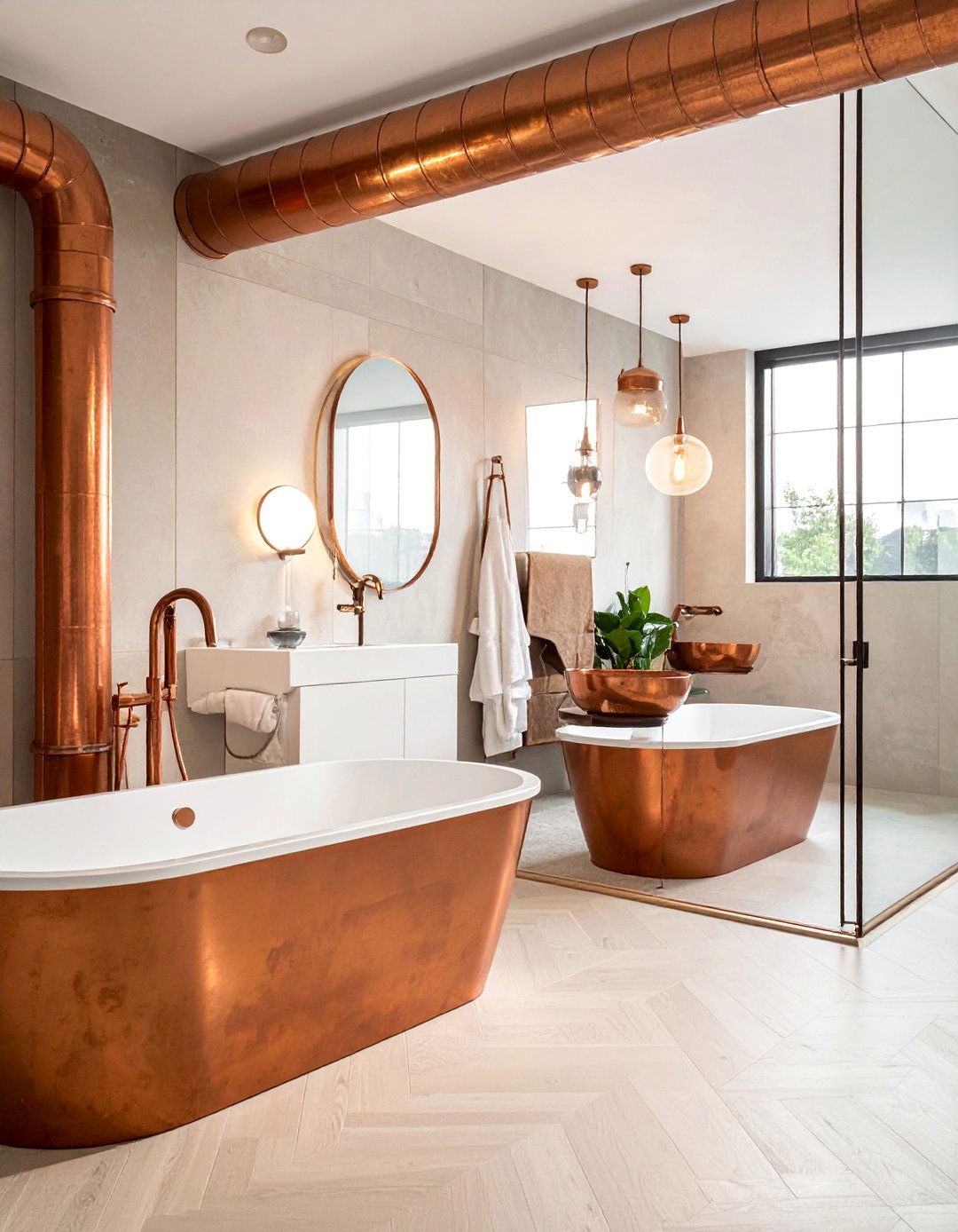 Copper Accent Elements - 40 Elegant Primary Bathroom Ideas for a Luxurious Space