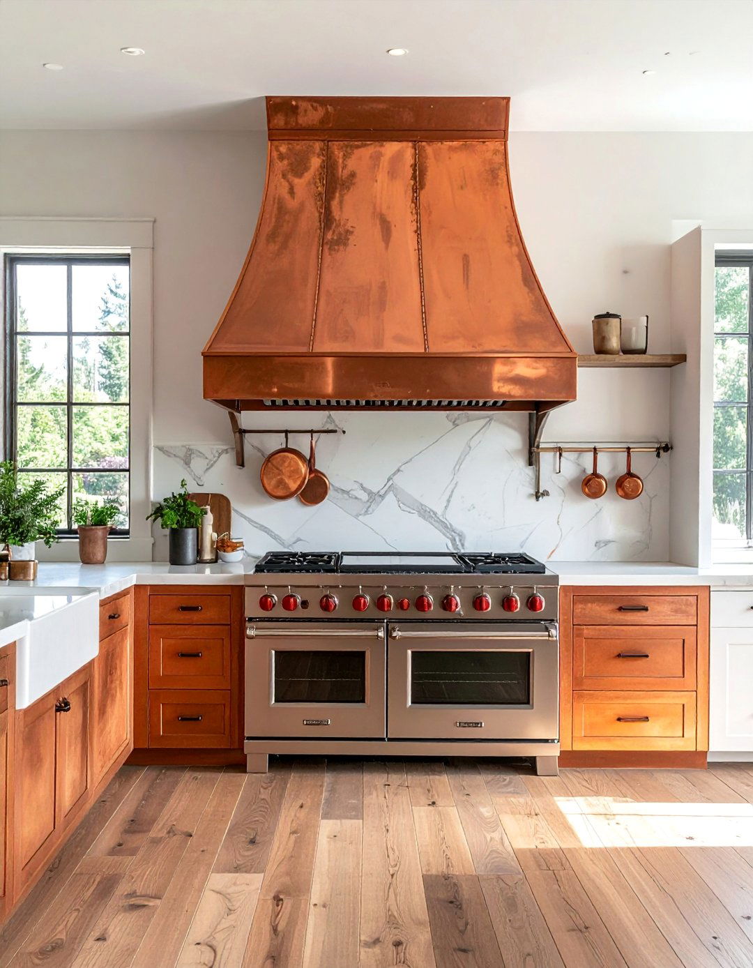 Copper Accent Kitchen Fireplaces - 25 Kitchens With Fireplaces for Cozy Cooking Spaces