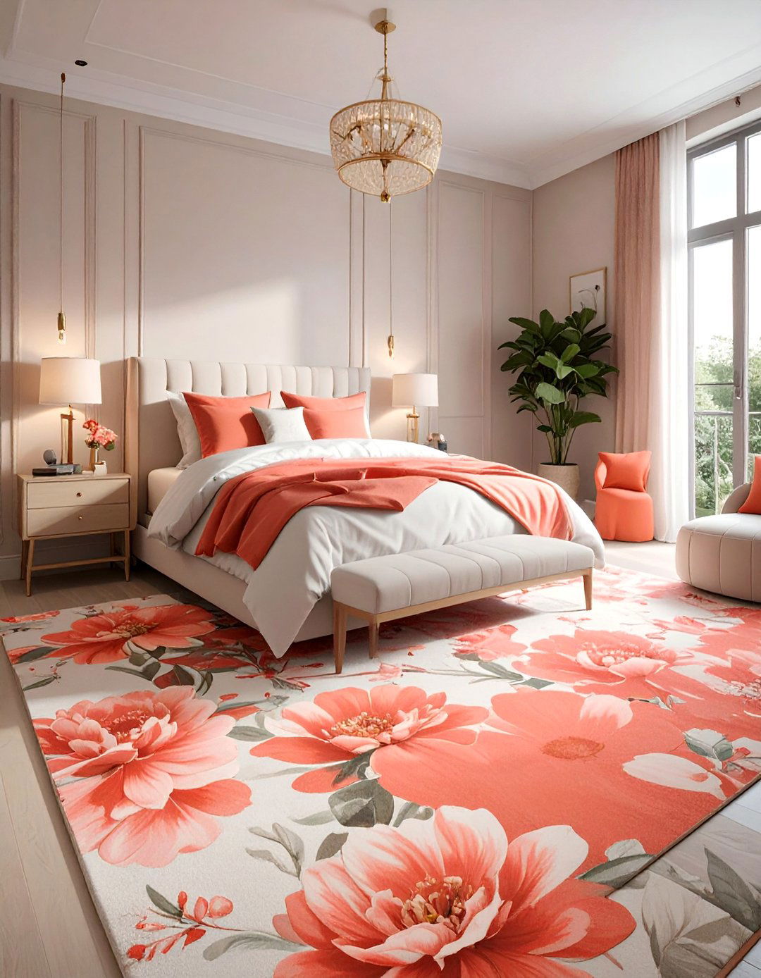Coral Area Rug - 25 Coral Bedroom Ideas for a Fresh and Vibrant Look