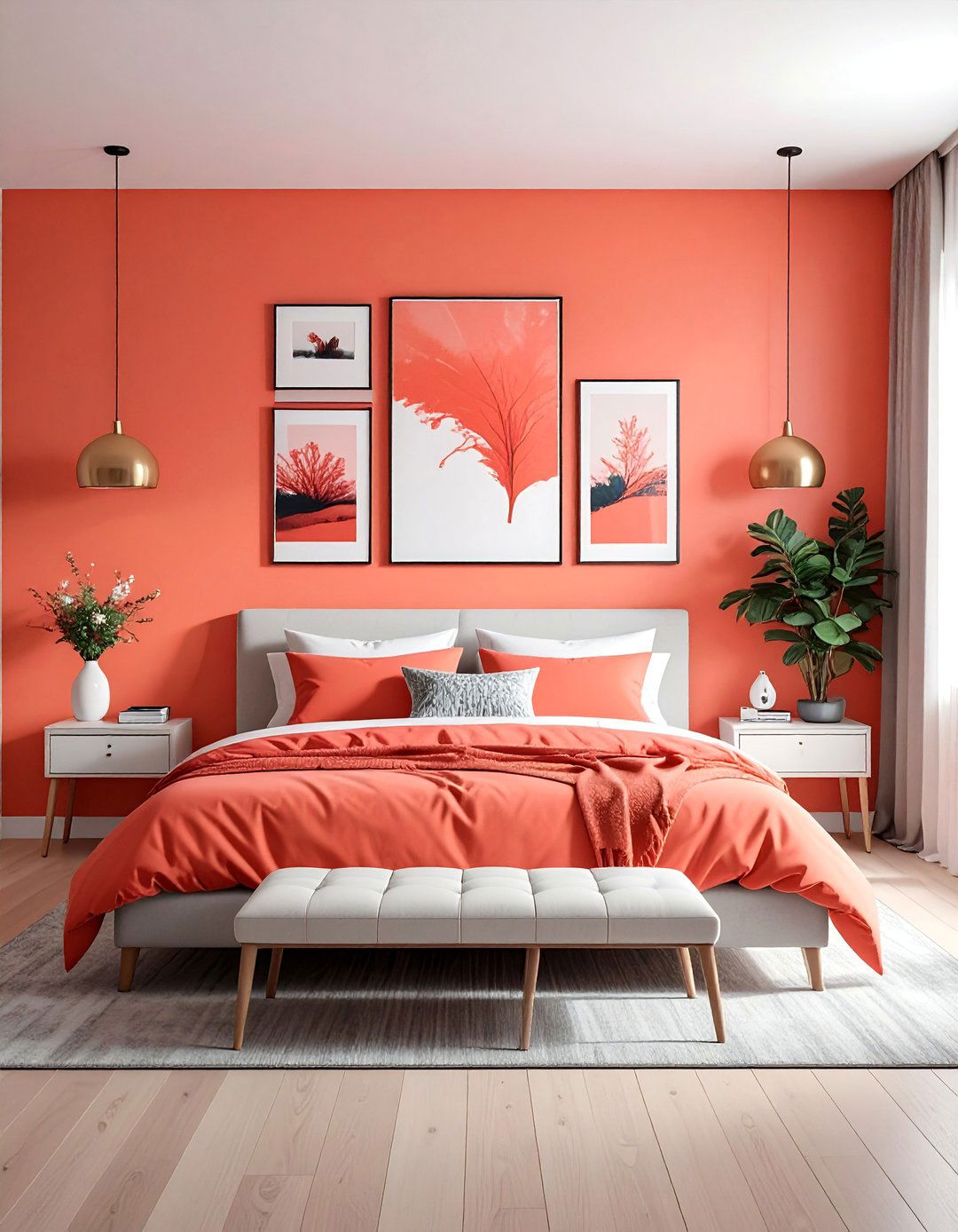Coral Art and Wall Decor - 25 Coral Bedroom Ideas for a Fresh and Vibrant Look