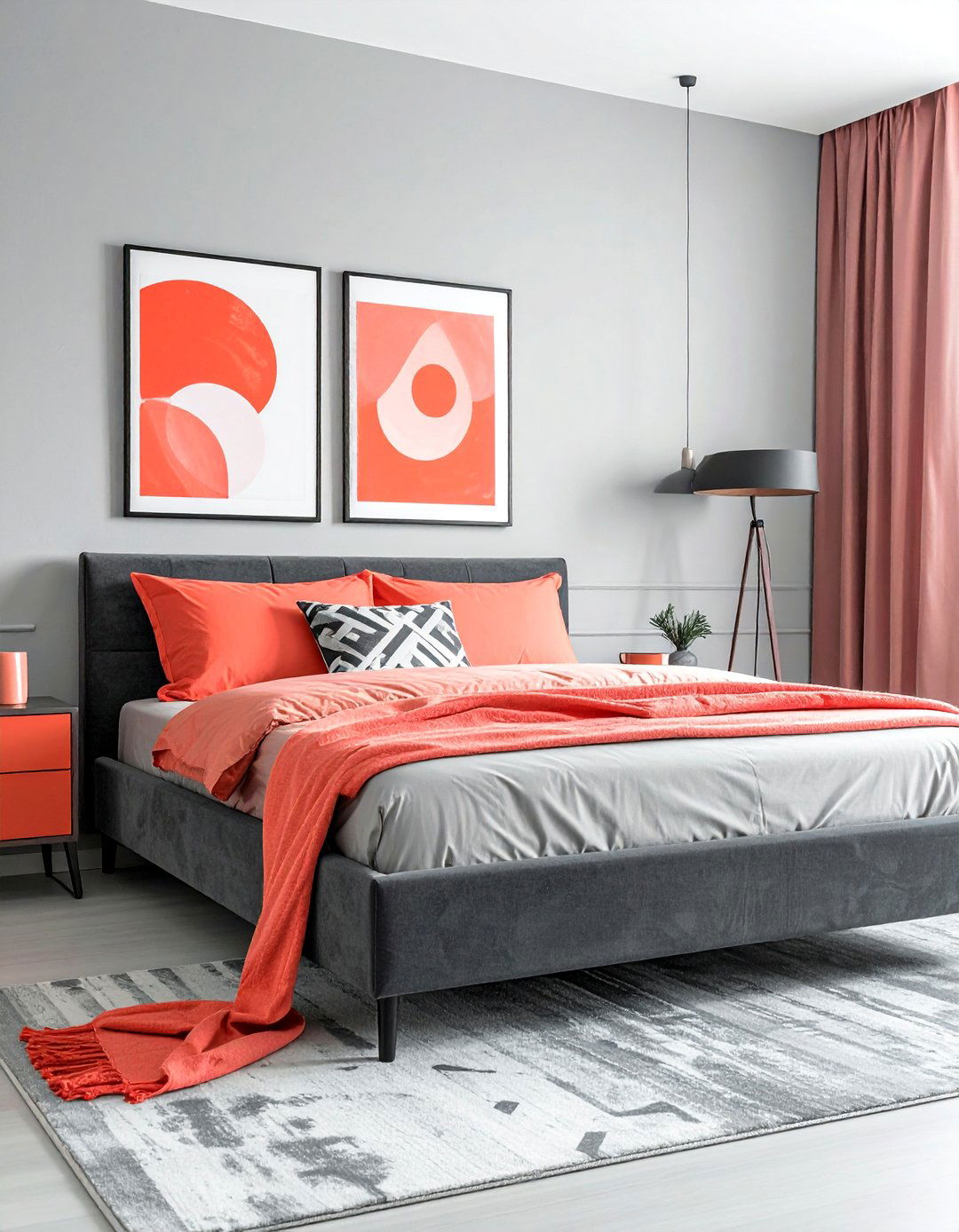 Coral and Grey Bedroom Scheme - 25 Coral Bedroom Ideas for a Fresh and Vibrant Look
