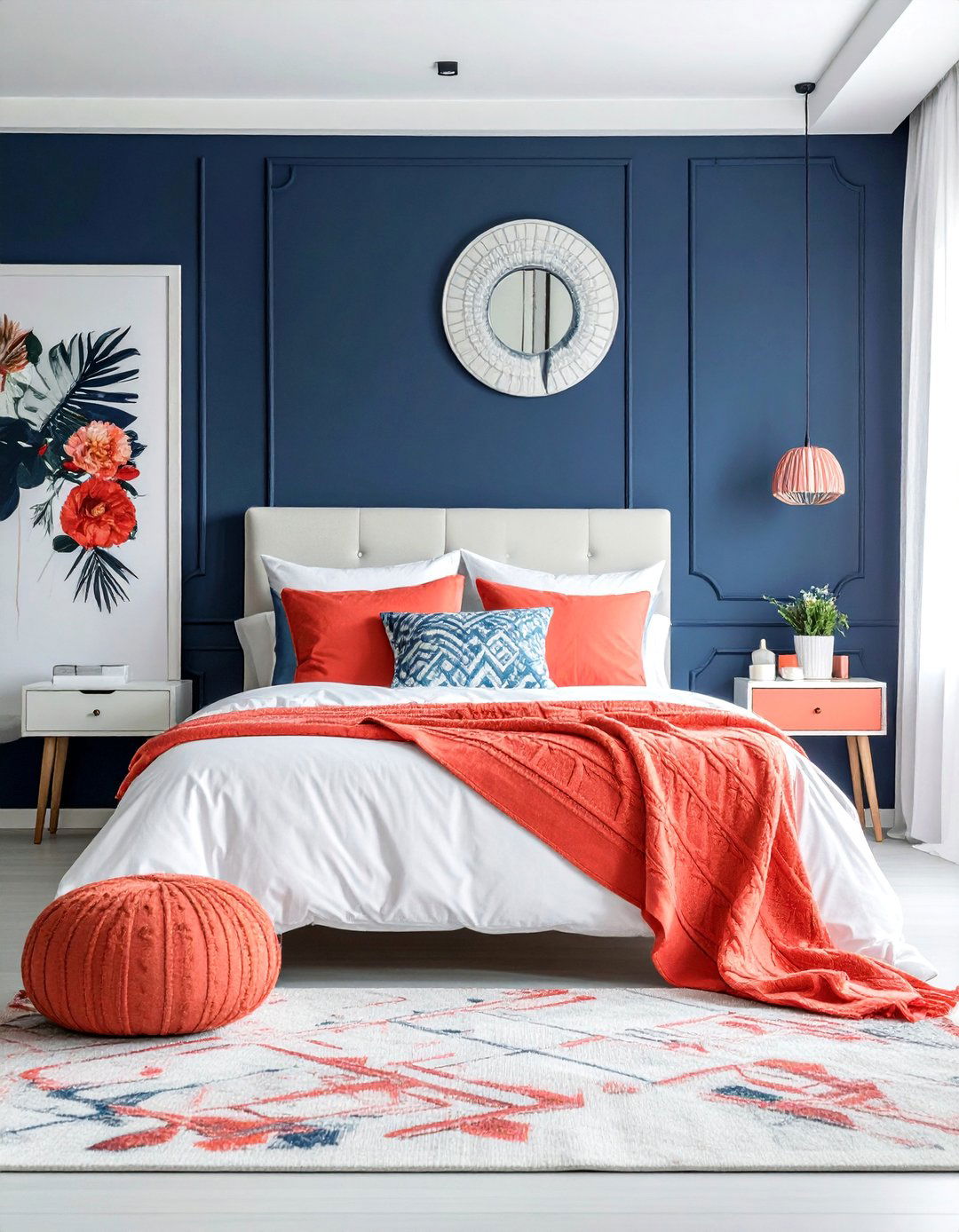 Coral and Navy Bedroom Combination - 25 Coral Bedroom Ideas for a Fresh and Vibrant Look