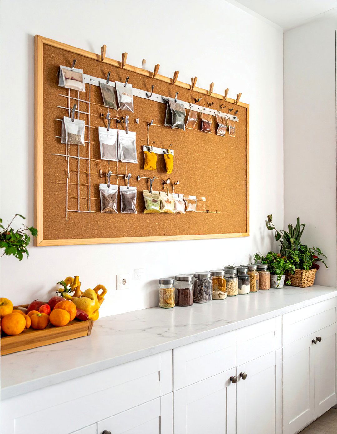 Cork Board and Clip Spice Rack - 40 Creative Spice Rack Ideas for Organized Kitchens